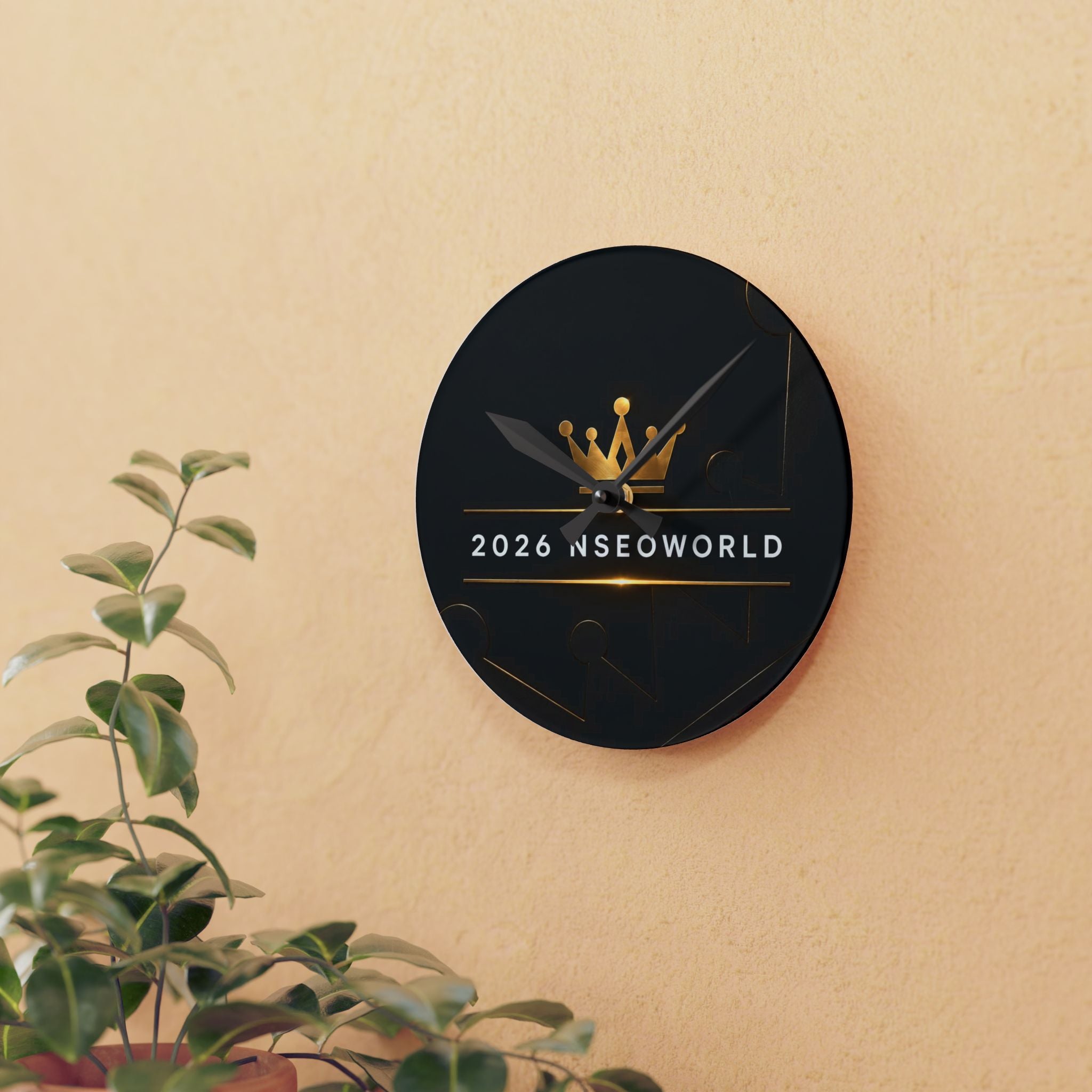 Acrylic Wall Clock — 2026 Nseoworld Gold Crown Decorative Wall Clock